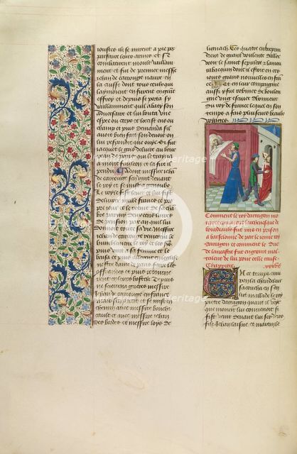 King Avenir and a Doctor come to Josaphat; Barlaam und Josaphat, 1469. Creators: Hans Schilling, Diebolt Lauber.