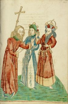 King Avenir and Josaphat Converse with Nachor; Barlaam und Josaphat, 1469. Creators: Hans Schilling, Diebolt Lauber