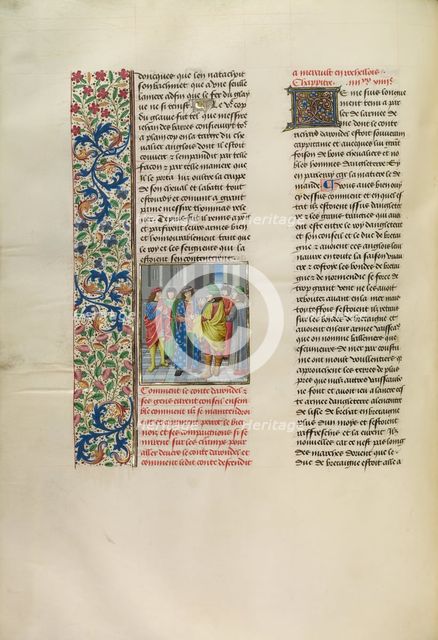 King Avenir and Josaphat Converse with Nachor; Barlaam und Josaphat, 1469. Creators: Hans Schilling, Diebolt Lauber.