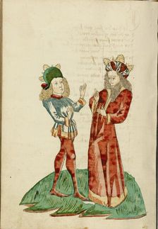 King Avenir and Josaphat in Conversation; Barlaam und Josaphat, 1469. Creators: Hans Schilling, Diebolt Lauber