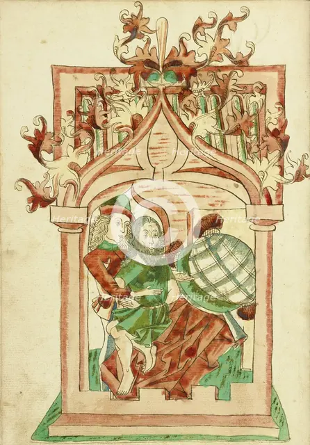 King Avenir and the Hermit; Barlaam und Josaphat, 1469. Creators: Hans Schilling, Diebolt Lauber.