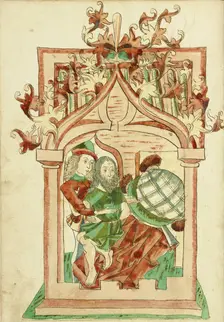 King Avenir and the Hermit; Barlaam und Josaphat, 1469. Creators: Hans Schilling, Diebolt Lauber