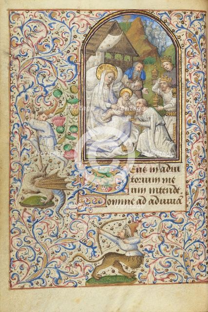 King Avenir, Josaphat, and Nachor Behold the Throne of Grace in Heaven; Barlaam und Josaphat, 1469. Creators: Hans Schilling, Diebolt Lauber.
