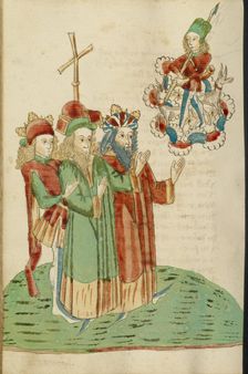 King Avenir, Josaphat, and a Pagan Scholar Behold an Image of Adonis and his Hounds, 1469. Creators: Hans Schilling, Diebolt Lauber
