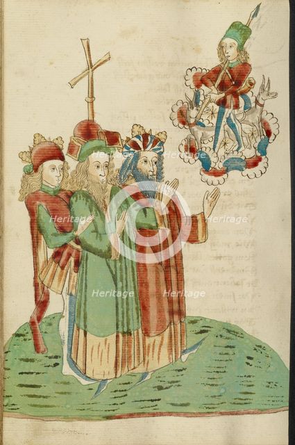 King Avenir, Josaphat, and a Pagan Scholar Behold an Image of Adonis and his Hounds, 1469. Creators: Hans Schilling, Diebolt Lauber.