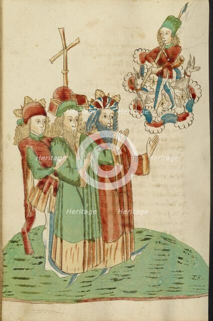 King Avenir, Josaphat, and a Pagan Scholar Behold an Image of Adonis and his Hounds, 1469. Creators: Hans Schilling, Diebolt Lauber.