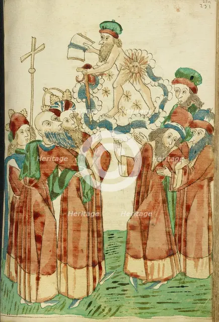 King Avenir, Josaphat and the Pagan Scholars Behold the Personification of Saturn, 1469. Creators: Hans Schilling, Diebolt Lauber.