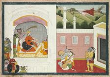 King Bana enjoying music in his court, from the Usha-Aniruddha section of a Krishna Lila, c. 1760-17 Creator: Unknown