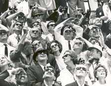 King Baudouin and Queen Fabiola of Belgium watch Apollo 10 lift off..., Florida, USA, 1969. Creator: NASA