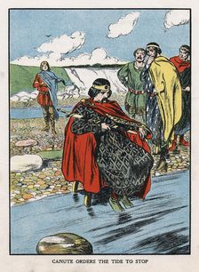 King Canute trying to turn back the tide, early 11th century (early 20th century)