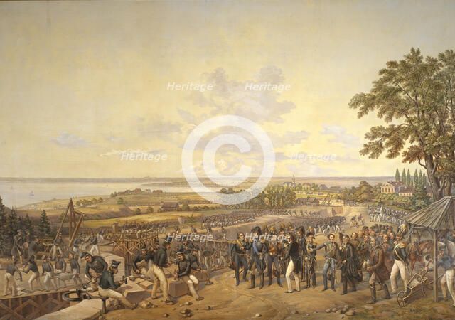 King Carl XIV Johan of Sweden Visiting the Canal Locks at Berg in 1819, 1856. Creator: Alexander Wetterling.