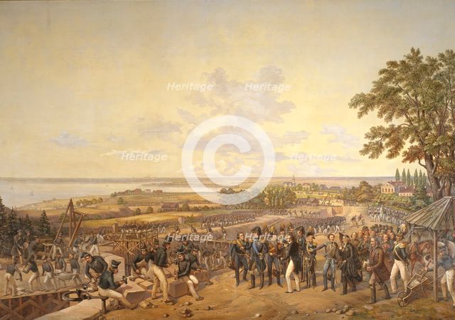 King Carl XIV Johan of Sweden Visiting the Canal Locks at Berg in 1819, 1856. Creator: Alexander Wetterling.