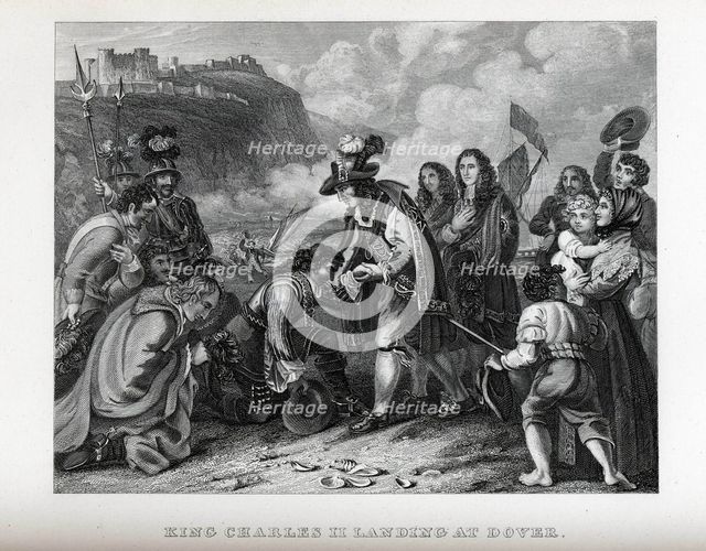 King Charles II landing at Dover, 1882. Artist: Anonymous  