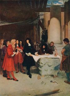 King Charles II Visiting Wren During The Building of St. Paul's Cathedral 1888, (1912). Artist: John Seymour Lucas