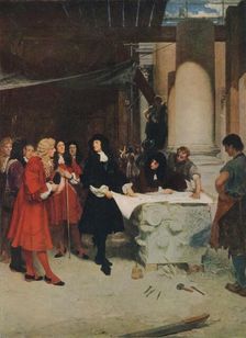 King Charles II Visiting Wren During The Building of St. Paul's Cathedral 1888, (1912). Artist: John Seymour Lucas
