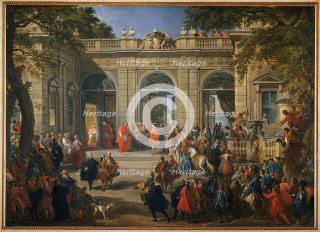 King Charles III Visiting Pope Benedict XIV at the Coffee House of the Palazzo del Quirinale, 1746. Creator: Pannini (Panini), Giovanni Paolo (1691-1765).