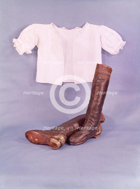 King Charles I's buskin boots of embroidered leather and shirt, c1630. Artist: Unknown