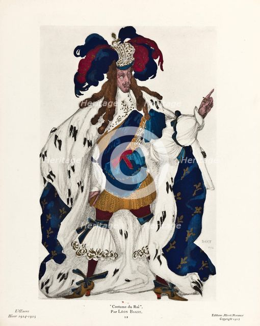 King. Costume design for the ballet Sleeping Beauty by P. Tchaikovsky, 1921. Artist: Bakst, Léon (1866-1924)
