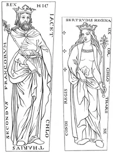 King Clotaire II (584-629) and Bertude (575-604), 12th century (1849)