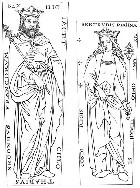 King Clotaire II (584-629) and Bertude (575-604), 12th century (1849). Artist: Unknown