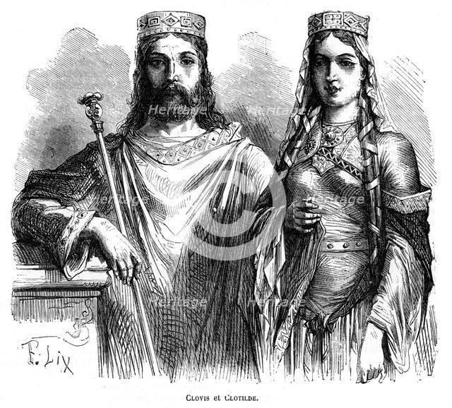 King Clovis I and Queen Clotilde of the Franks, late 5th - early 6th century (1882-1884).Artist: Frederic Lix