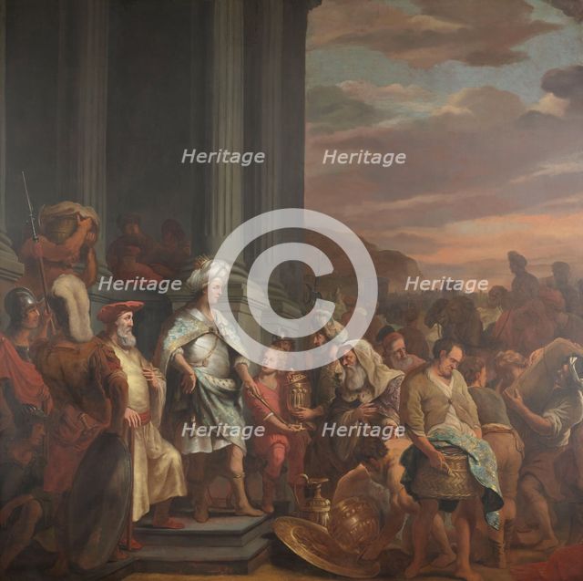 King Cyrus Handing over the Treasure Looted from the Temple of Jerusalem, 1655-1669. Creator: Ferdinand Bol.
