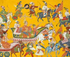 King Dasaratha and His Retinue Proceed to Rama's Wedding: Folio from the Shangri..., ca. 1690-1710. Creator: Unknown