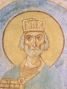 King David, 12th century. Artist: Ancient Russian frescos