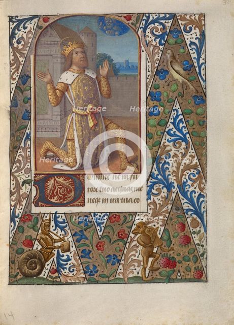 King David in Prayer; Book of Hours, about 1480-1490. Creator: Jean Bourdichon.