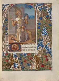 King David in Prayer; Book of Hours, about 1480-1490. Creator: Jean Bourdichon