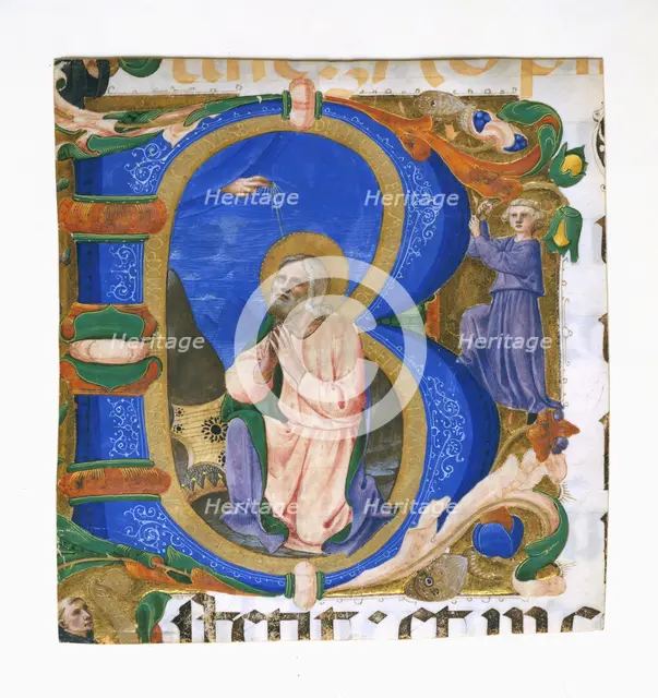 King David in Prayer in an Initial B, ca. 1450. Creator: Zanobi di Benedetto Strozzi.