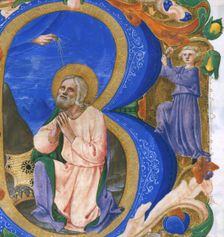 King David in Prayer in an Initial B, ca. 1450. Creator: Zanobi di Benedetto Strozzi