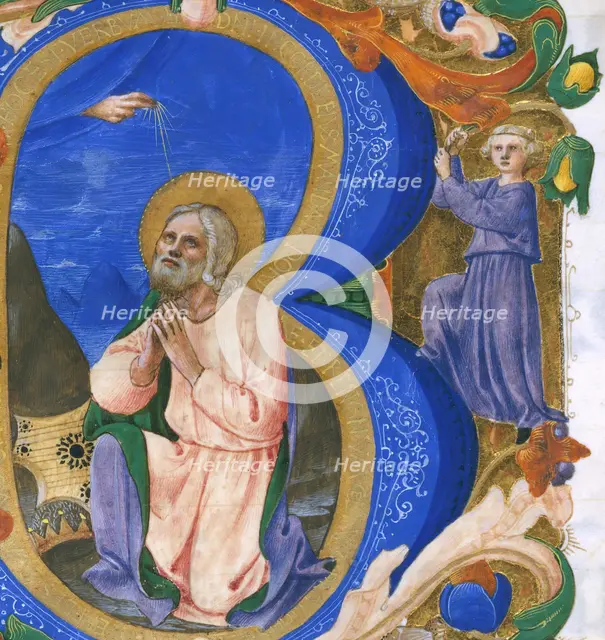 King David in Prayer in an Initial B, ca. 1450. Creator: Zanobi di Benedetto Strozzi.