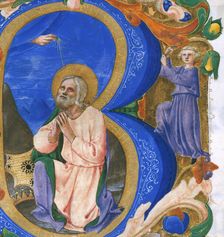 King David in Prayer in an Initial B, ca. 1450. Creator: Zanobi di Benedetto Strozzi