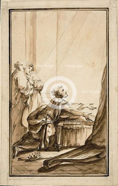 King David Kneeling in Penitence, n.d. Creator: Louis-Joseph Le Lorrain.