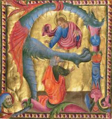 King David kneeling in prayer, cutting from a gradual, about 1440. Creator: Giovanni di Paolo