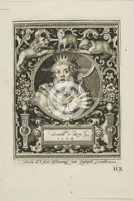 King David, plate five from The Nine Worthies, 1594. Creator: Nicolaes de Bruyn.