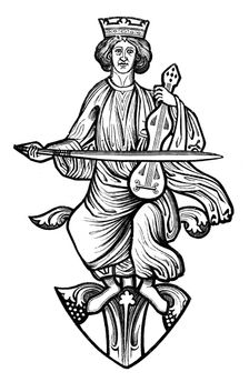 King David playing on a rote, 13th century, (1870)