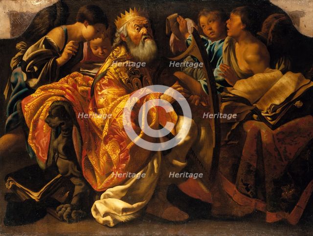 King David Playing the Harp, 18th century. Creator: Copy after Hendrick ter Brugghen.