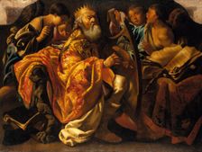 King David Playing the Harp, 18th century. Creator: Copy after Hendrick ter Brugghen