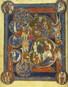 King David playing the harp, and the Judgement of Solomon, c1260. Creator: Unknown