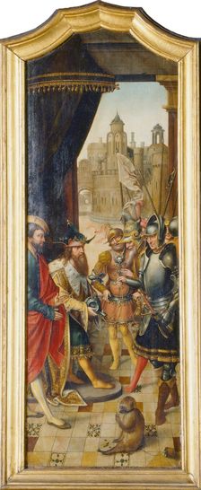 King David Receiving the Cistern Water of Bethlehem, 1516-1519. Creator: Master of the Von Groote Adoration