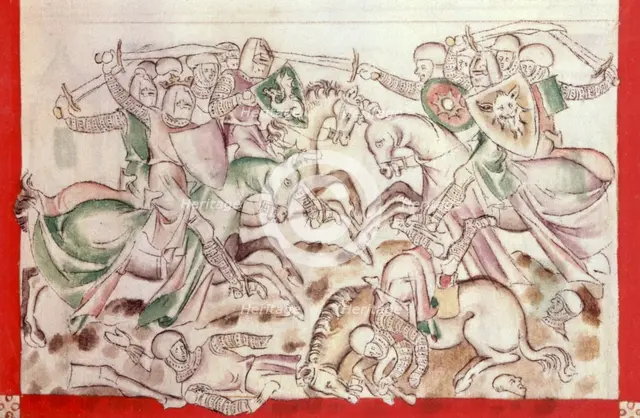 King David's army fights the Philistines, 1310-1320.  Creator: Unknown.