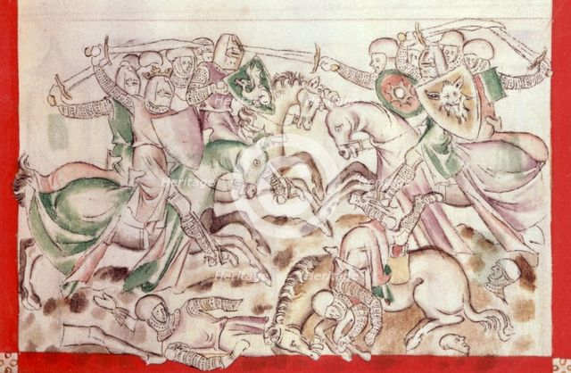 King David's army fights the Philistines, 1310-1320.  Creator: Unknown.