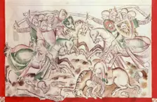 King David's army fights the Philistines, 1310-1320. Creator: Unknown