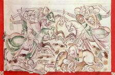 King David's army fights the Philistines, 1310-1320. Creator: Unknown