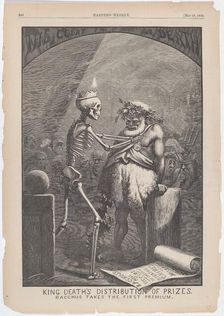 King Death's Distribution of Prizes. Bacchus Takes the First Premium., 1870. Creator: Thomas Nast