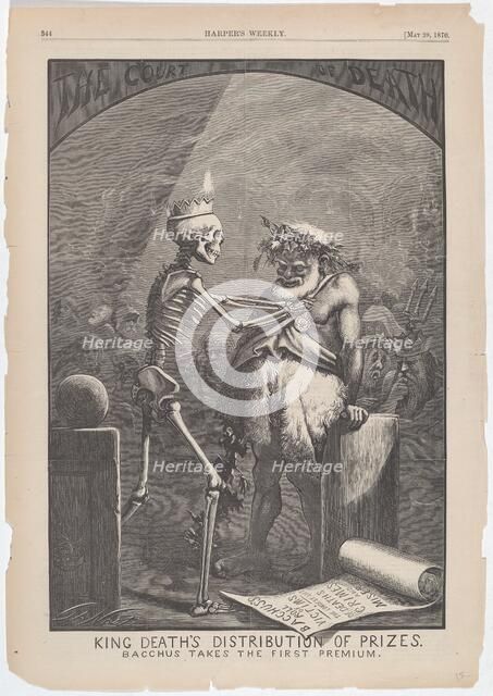 King Death's Distribution of Prizes. Bacchus Takes the First Premium., 1870. Creator: Thomas Nast.