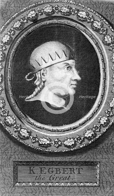 King Egbert of Wessex, first king of all England.Artist: George Vertue