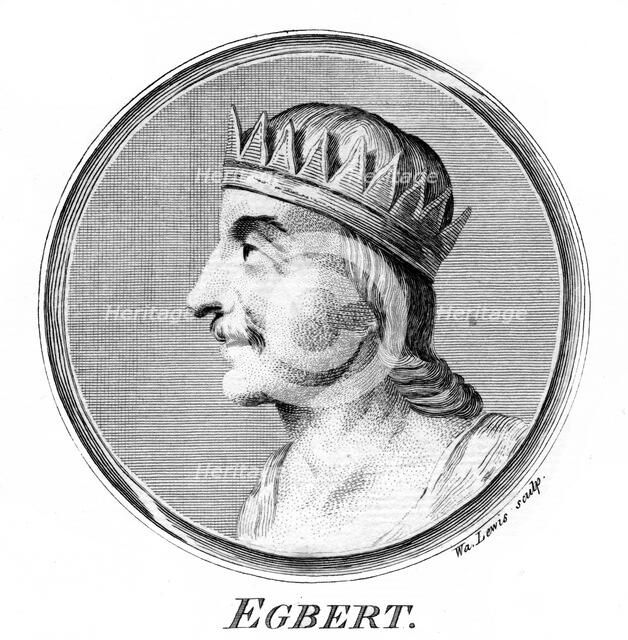 King Egbert of Wessex, first king of all England.Artist: W Lewis